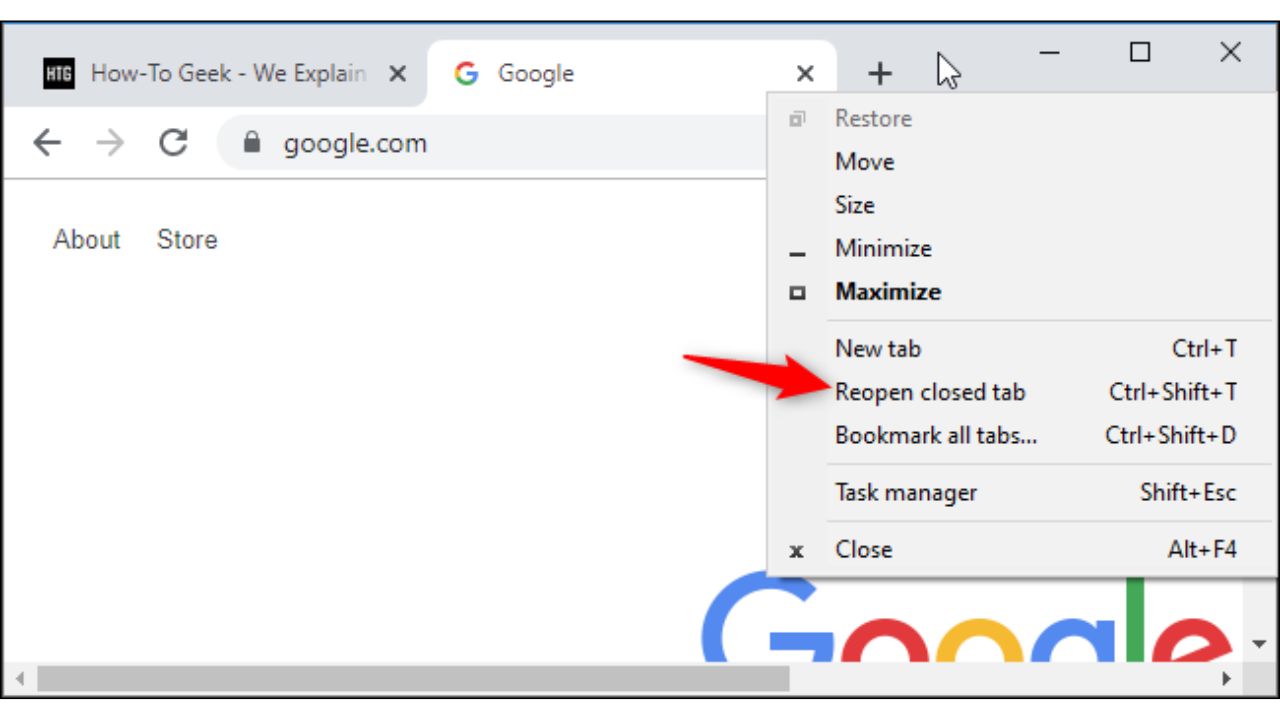 how to reopen closed tab in Chrom