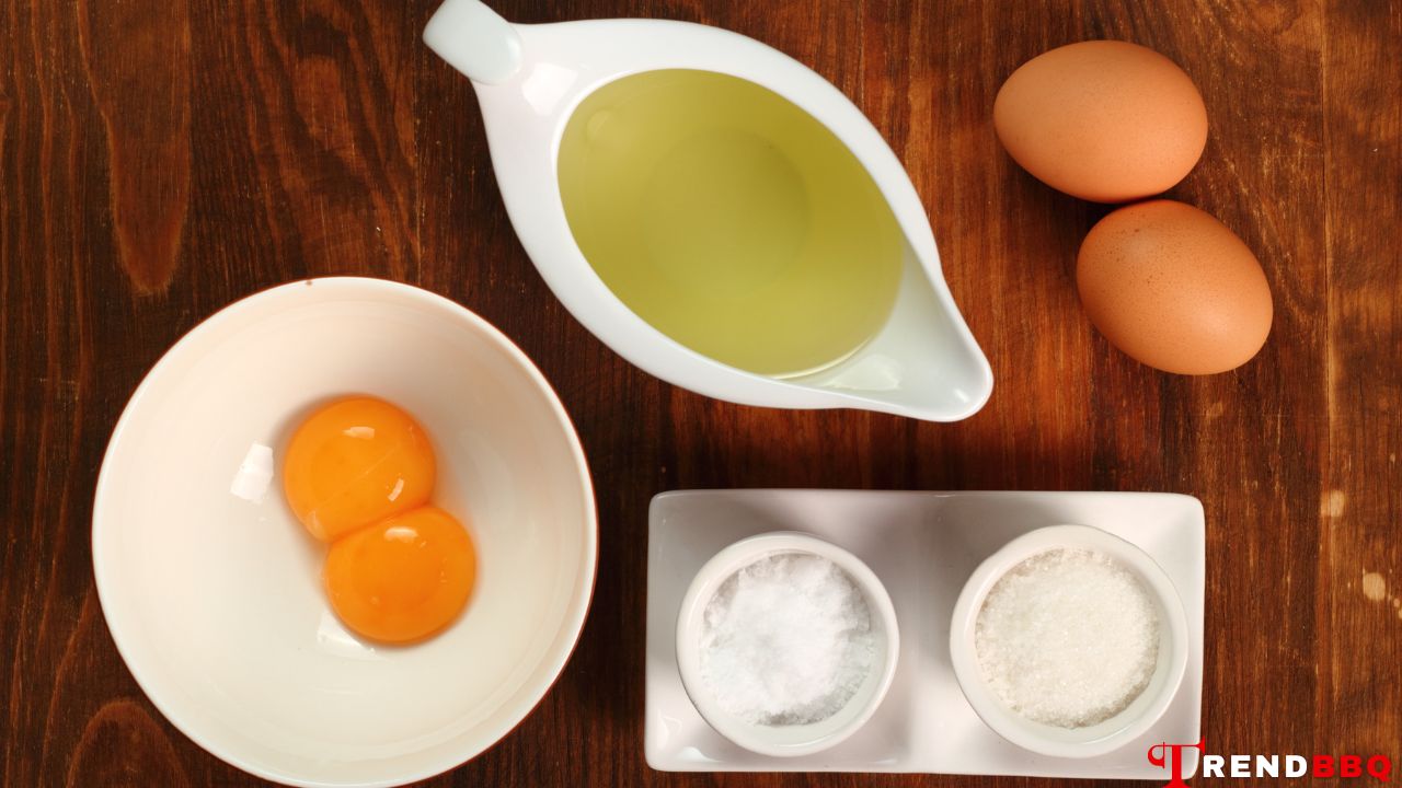 Some simple ingredients and tools needed to make mayonnaise